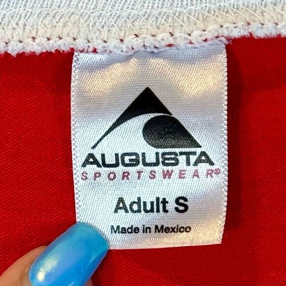 Vintage Style Missoula Red Wave V-Neck Baseball Ringer Women's Shirt Small - Picture 4 of 9